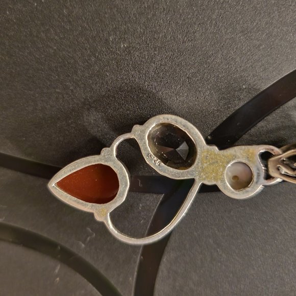 CARNELIAN, CITRINE AND PEARL STERLING SILVER PENDANT - Picture 5 of 8